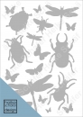 Satinier Schablone/ Aufkleber - Insekten in Silber A5
