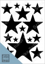 Satinier Schablone/ Aufkleber - Sterne in Schwarz A5