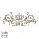 FT015 Folien Bügelmotiv 6x16cm in Hologramm Silber / Kronen Ornament 