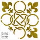 FT023 Folien Bügelmotiv 25x25cm in Spiegel Gold / Ornament mit Lilie
