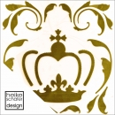 FT025 Folien Bügelmotiv 25x25cm in Spiegel Gold / Ornament mit Krone 