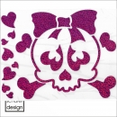 FT033 Folien Bügelmotiv 20x25cm in Hologramm Lila / Girly Skull 