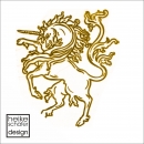 FT039 Folien Bügelmotiv 15x17cm in Spiegel Gold / Einhorn 