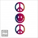 FT051 Folien Bügelmotiv 5x16cm in Hologramm Regenbogen / Smile Peace