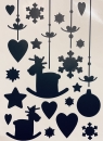 Mini-Satinier Schablone/ Aufkleber - Weihnachtshänger in Schwarz A5