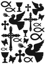 Satinier Schablone/ Aufkleber - Kirchen Motive in Schwarz A5