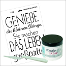 Set "Genieße", Schablone + Künstlerpaste + Spachtel
